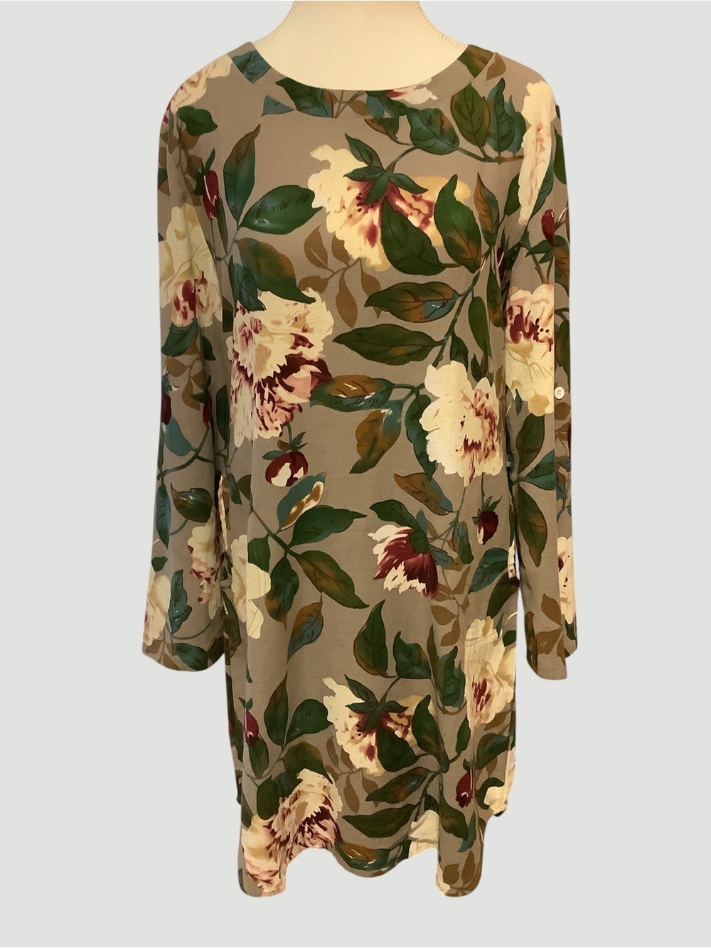 Cupshe Floral Tunic Dress NWT Size L/ Side Pockets/ Ramie Cotton